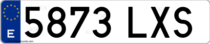 Ejemplo de matrícula de coche ordinaria 5873 LXS
