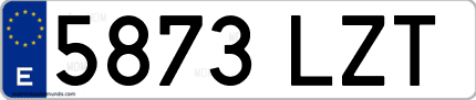 Ejemplo de matrícula de coche ordinaria 5873 LZT