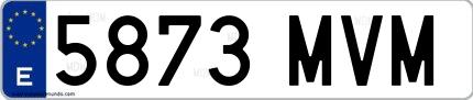 Ejemplo de matrícula española 5873 MVM