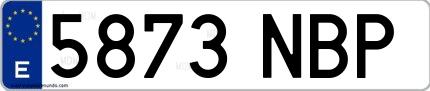 Ejemplo de matrícula española 5873 NBP