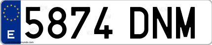 Ejemplo de matrícula de coche ordinaria 5874 DNM