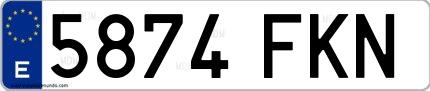 Ejemplo de matrícula española 5874 FKN