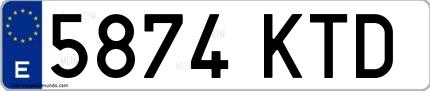 Ejemplo de matrícula española 5874 KTD