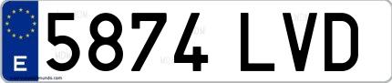 Ejemplo de matrícula española 5874 LVD