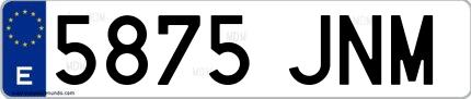 Ejemplo de matrícula española 5875 JNM