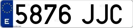 Ejemplo de matrícula española 5876 JJC