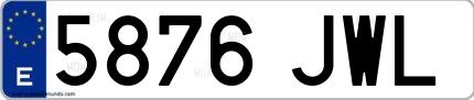 Ejemplo de matrícula española 5876 JWL