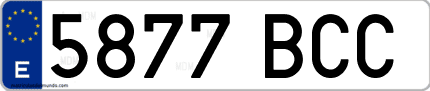 Ejemplo de matrícula de coche ordinaria 5877 BCC