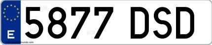 Ejemplo de matrícula española 5877 DSD