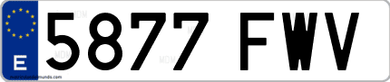 Ejemplo de matrícula de coche ordinaria 5877 FWV