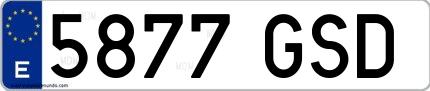 Ejemplo de matrícula española 5877 GSD