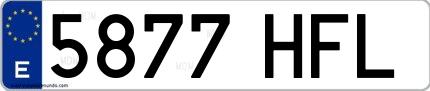 Ejemplo de matrícula española 5877 HFL