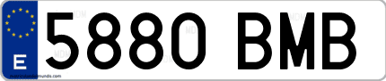 Ejemplo de matrícula de coche ordinaria 5880 BMB