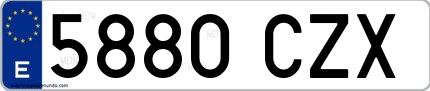 Ejemplo de matrícula española 5880 CZX