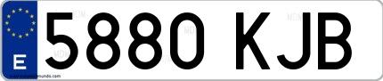 Ejemplo de matrícula española 5880 KJB