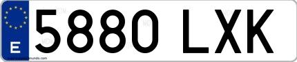 Ejemplo de matrícula española 5880 LXK