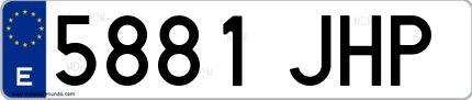 Ejemplo de matrícula española 5881 JHP