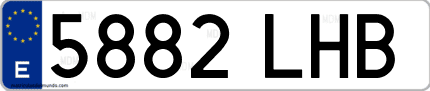 Ejemplo de matrícula de coche ordinaria 5882 LHB