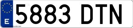 Ejemplo de matrícula española 5883 DTN