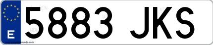 Ejemplo de matrícula española 5883 JKS