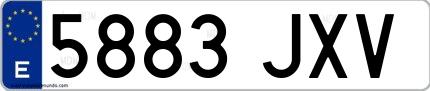 Ejemplo de matrícula española 5883 JXV