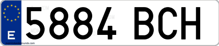 Ejemplo de matrícula de coche ordinaria 5884 BCH