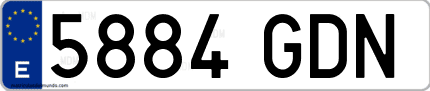 Ejemplo de matrícula de coche ordinaria 5884 GDN