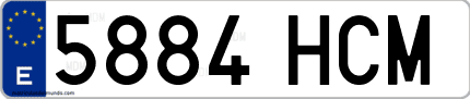 Ejemplo de matrícula de coche ordinaria 5884 HCM
