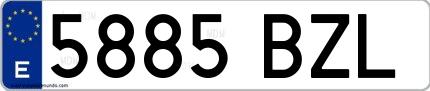 Ejemplo de matrícula española 5885 BZL