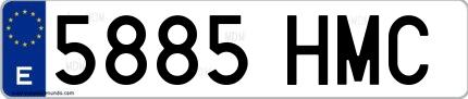 Ejemplo de matrícula española 5885 HMC