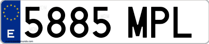 Ejemplo de matrícula de coche ordinaria 5885 MPL
