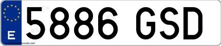 Ejemplo de matrícula española 5886 GSD