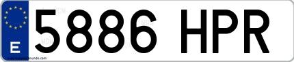 Ejemplo de matrícula española 5886 HPR