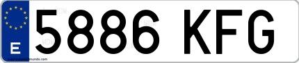 Ejemplo de matrícula española 5886 KFG