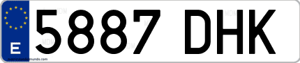 Ejemplo de matrícula de coche ordinaria 5887 DHK