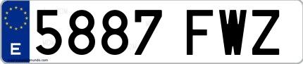 Ejemplo de matrícula española 5887 FWZ