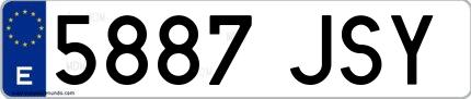 Ejemplo de matrícula española 5887 JSY