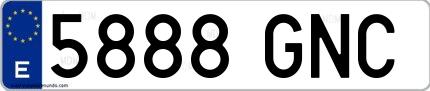 Ejemplo de matrícula española 5888 GNC