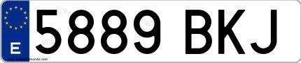 Ejemplo de matrícula española 5889 BKJ
