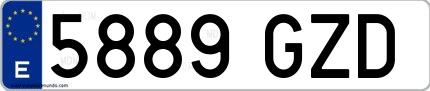 Ejemplo de matrícula española 5889 GZD