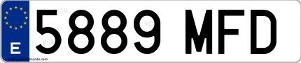Ejemplo de matrícula española 5889 MFD