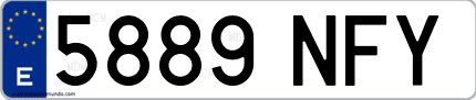 Ejemplo de matrícula de coche ordinaria 5889 NFY