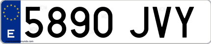Ejemplo de matrícula de coche ordinaria 5890 JVY