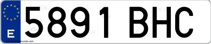 Ejemplo de matrícula española 5891 BHC