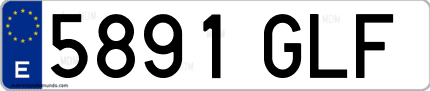 Ejemplo de matrícula de coche ordinaria 5891 GLF