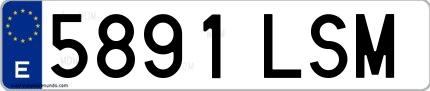 Ejemplo de matrícula española 5891 LSM