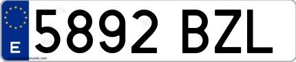 Ejemplo de matrícula española 5892 BZL