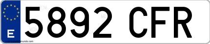 Ejemplo de matrícula española 5892 CFR