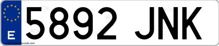 Ejemplo de matrícula española 5892 JNK