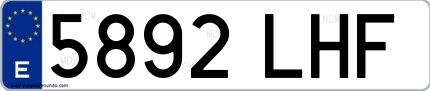 Ejemplo de matrícula española 5892 LHF